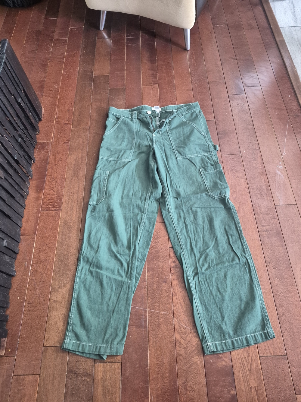 Garage Green Carpenter-Style Wide Leg Pants Size 9 - Picture 6 of 6